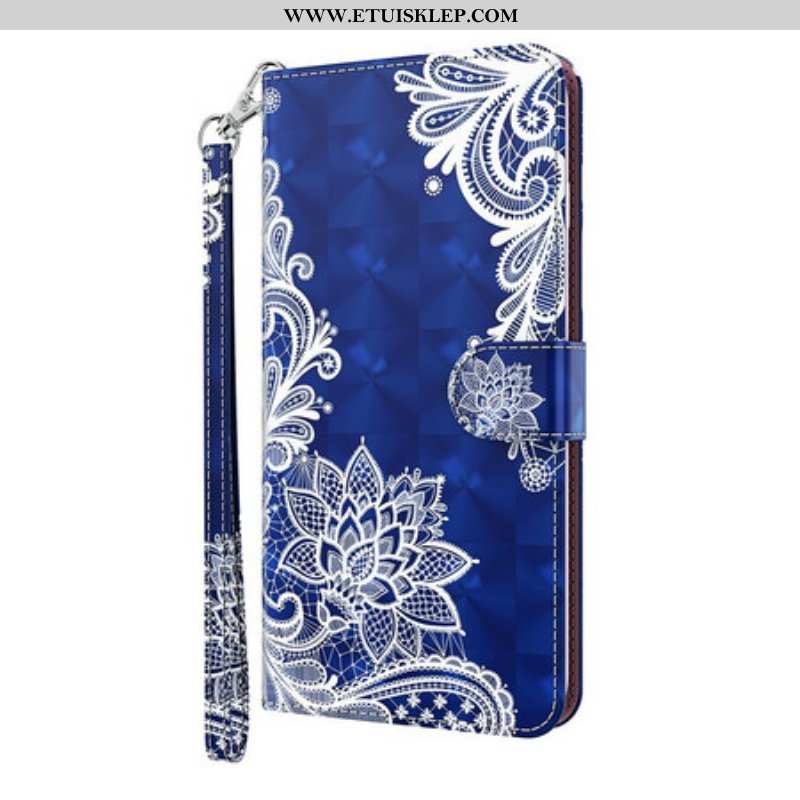 Etui Folio do Samsung Galaxy M12 / A12 Lekka Koronka W Kropki Z Paskiem